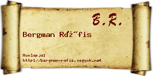 Bergman Ráfis névjegykártya